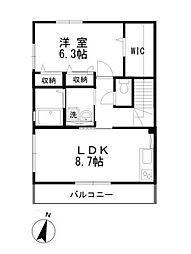 ルピナス 1LDKの間取図画像