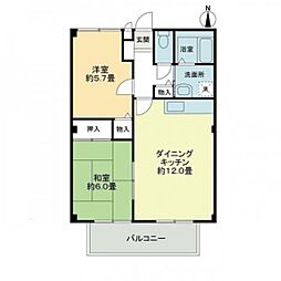 フォブール藤田2 2LDKの間取図画像
