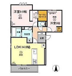 エスペランサ 2LDKの間取図画像