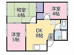 カーサ新屋敷A 3DKの間取図画像