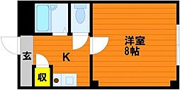 シャンテ後楽園 1Kの間取図画像