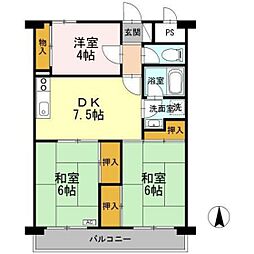 メゾンド昭裕1号棟 3DKの間取図画像