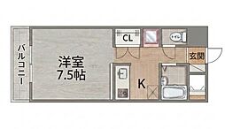 ピアジェ90 1Kの間取図画像