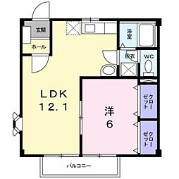 グリーントピア 1LDKの間取図画像