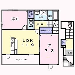 ル・プランタンA 1LDKの間取図画像