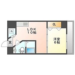 マンションニューヨーク医大東 1LDKの間取図画像