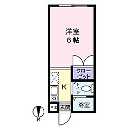 山長第3コーポ 1Kの間取図画像