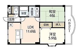 エスポワール 2LDKの間取図画像
