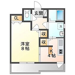 ラフィーネ大供 1Kの間取図画像