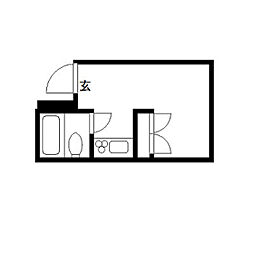 セキホウハイツ ワンルームの間取図画像