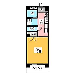 リヴィエル柳町 1Kの間取図画像