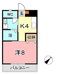 ビュー倉敷 1Kの間取図画像
