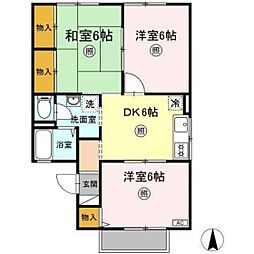 コーポラス西古松D 3DKの間取図画像