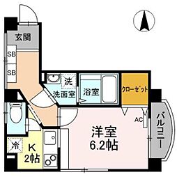 レジデンスイシイ 1Kの間取図画像