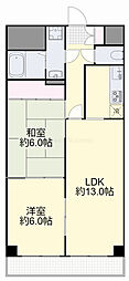 コロニアルリビングニシシマダウエストタワー 2LDKの間取図画像