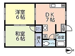 グリーンハウス 2DKの間取図画像