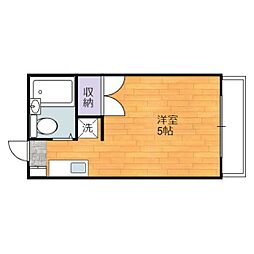 メゾン司B 4階ワンルームの間取り