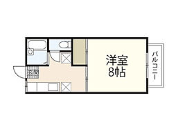 カーサリトレオーネ 2階1Kの間取り