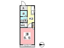 プチパール 1Kの間取図画像