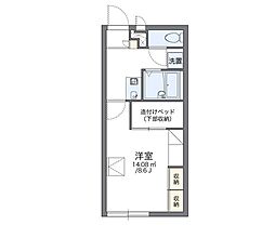 レオパレスグローリー 1階1Kの間取り