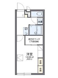 レオパレスグローリー 2階1Kの間取り