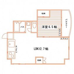 カサグランデ鹿田町 2階1LDKの間取り