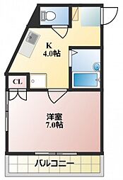 ポテト国富 1Kの間取図画像
