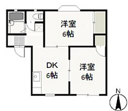 ヴィレッジニューハウンA 2DKの間取図画像
