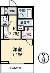 エステイ学南町 3階1Kの間取り