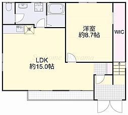 ガーデンハイツ（岡町） 1階1LDKの間取り