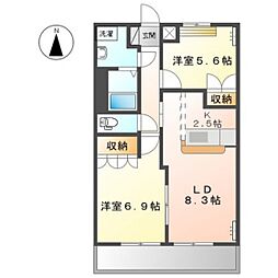 ベル　メゾン 2階2LDKの間取り