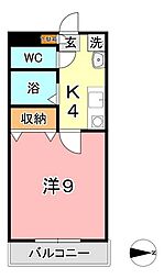 サンライズ・マンション 1Kの間取図画像