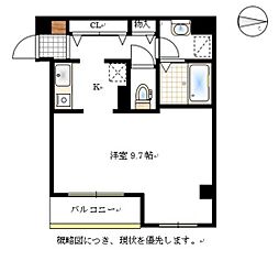 エディフィシオ横内 8階1Kの間取り