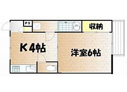 グリーンハウス 1Kの間取図画像
