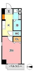 アルバ鹿田 8階1Kの間取り