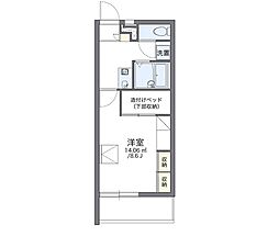 レオパレスクレベール 2階1Kの間取り