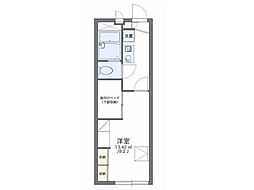 レオパレスグランドゥール北方 1階1Kの間取り