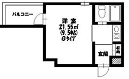 アルファ清心町II 3階1Kの間取り
