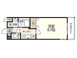 BASE学南町 2階1Kの間取り