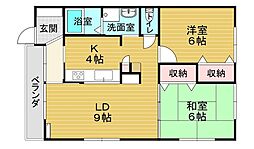 レスカール伊島 2LDKの間取図画像