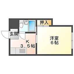 第二和久田ビル 1Kの間取図画像