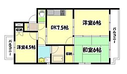 パティオ1 3DKの間取図画像