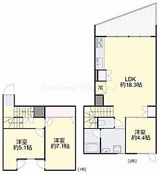 興和(株)岡山寮 3LDKの間取図画像