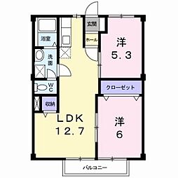 グリーンハイツ 2LDKの間取図画像