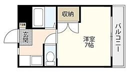 リトルハイム長岡六一号館 1Kの間取図画像