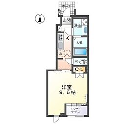 ヴァルトハイム・西大寺 1Kの間取図画像