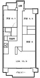 サーパス表町 3LDKの間取図画像