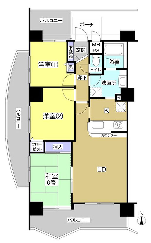 浜松ダイカンプラザスポーツメント(3LDK) 3階の間取り