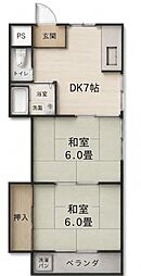 マインドハイツヒラオ 2DKの間取図画像