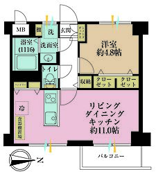 レック八幡山マンション 1LDKの間取り